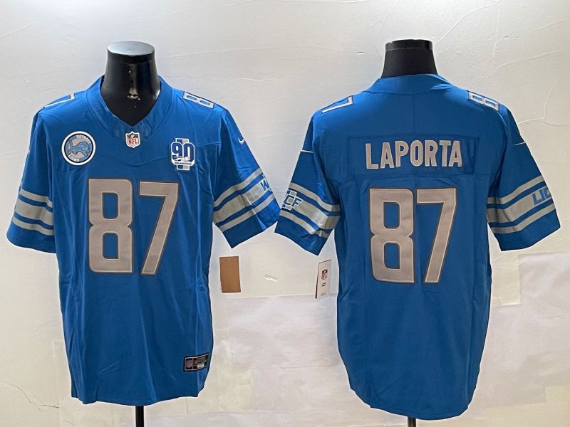 Men Detroit Lions #87 Laporta Blue three generations 2024 Nike Limited NFL Jersey style 01023